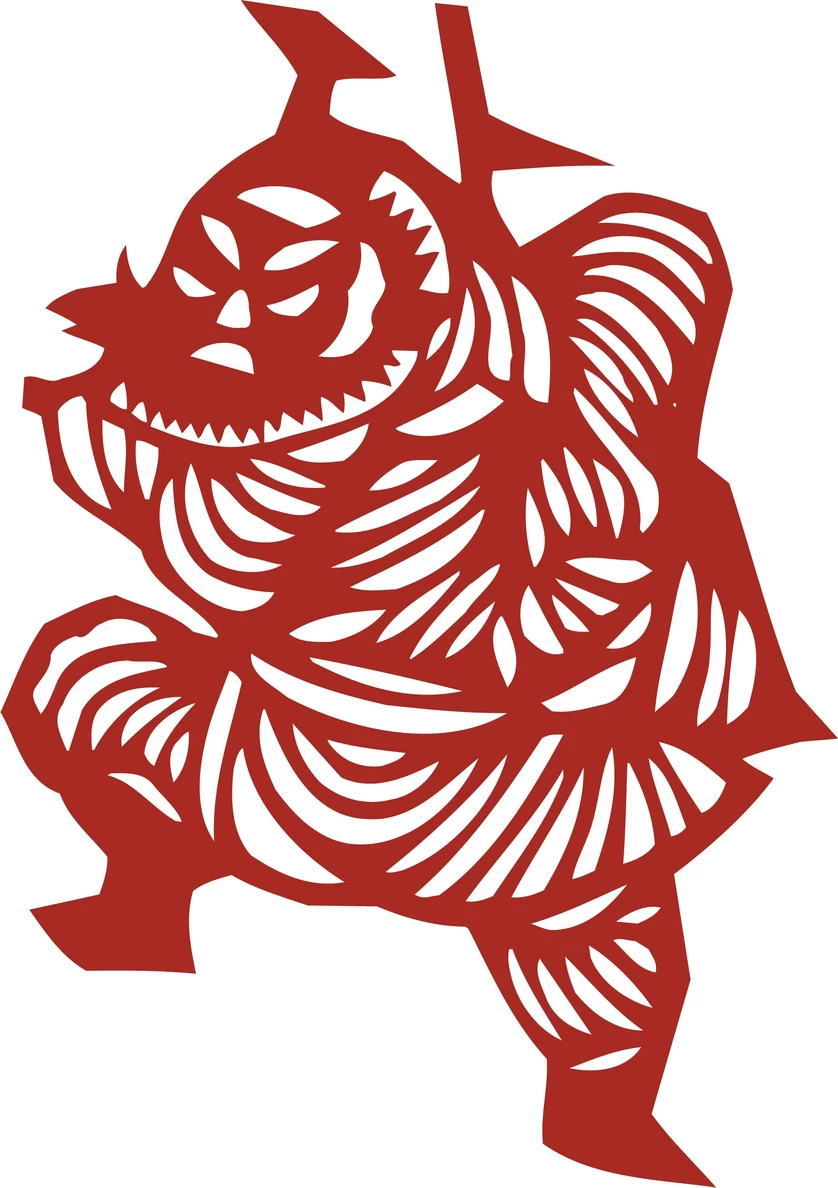 中国风中式传统喜庆民俗人物动物窗花剪纸插画边框AI矢量PNG素材【2597】